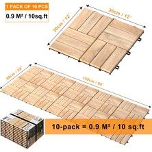 Interbuild “Gerçek Tik” Klasik Kilitli Karo Deck ,Yüzeyi İşlenmemiş 30×30 cm (10'lu Paket) 20 Çıtalı