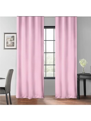 Evdepo Home Pembe Petek Kadife Dokulu Fon Perde Pilesiz Düz Dikişli Ekstrafor Büzgü  240 x 250 cm