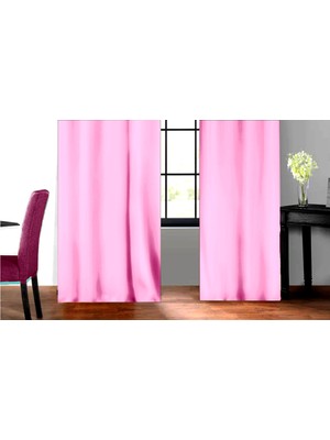 Evdepo Home Pembe Petek Kadife Dokulu Fon Perde Pilesiz Düz Dikişli Ekstrafor Büzgü  240 x 250 cm