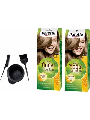 Schwarzkopf Palette Natural Saç Boyası 7.0 Kumral 50 ml x 2 Adet +Boyama Seti