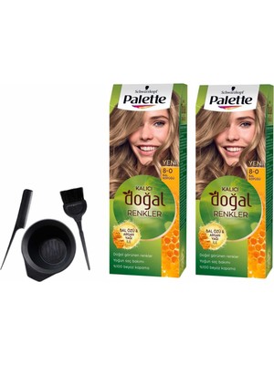 Schwarzkopf Palette Natural Saç Boyası 8.0 Bal Köpüğü 50 ml x 2 Adet +Boyama Seti