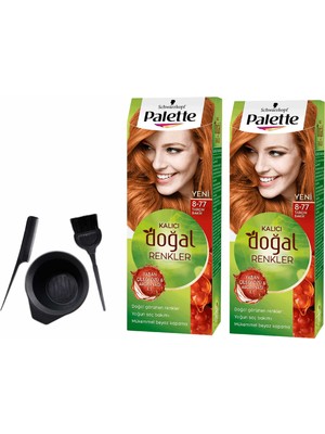 Schwarzkopf Palette Natural Saç Boyası 8.77 Tarçın Bakır 50 ml x 2 Adet +Boyama Seti