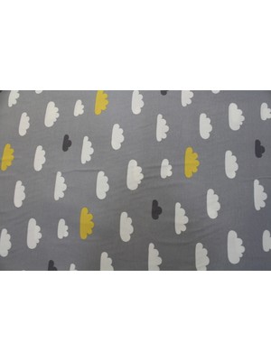 Premier Duck Keten Kumaş Gri Zemin Sarı Bulut En 180 cm