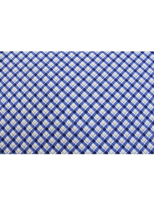 Premier Duck Keten Kumaş Mavi Pötikare Desen En 180 cm