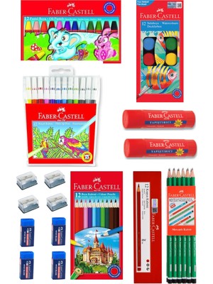 Faber-Castell 12'li Okul Seti Renkli Kalemler ve Boyalarla Eğlenceli Öğrenme Deneyimi