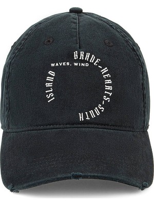 Mavi Erkek Yazı Baskılı Siyah Şapka 091804-900