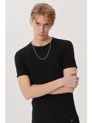 Lee Erkek Siyah Regular Fit Bisiklet Yaka T-Shirt