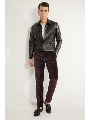 Fc Plus Mavi Ekose Pantolon - Slım Fıt