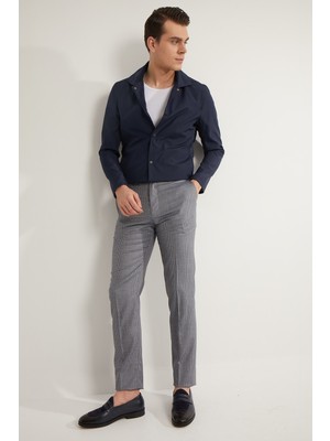 Fc Plus Lacivert Desenli Pantolon - Slım Fıt