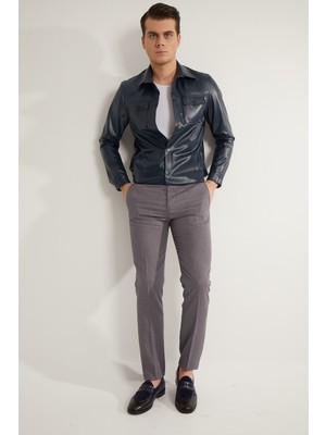 Fc Plus Gri Düz Pantolon - Slım Fıt