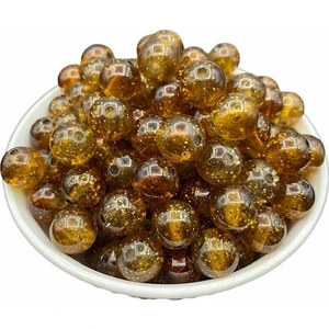 Hedef Bijuteri 14 mm Içi Simli Kahverengi Boncuk Takı Yapımı 100 gr ~70 Adet