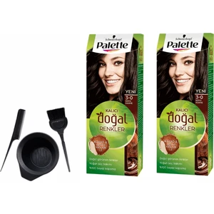 Palette Natural Saç Boyası 3.0 Koyu Kahve 50 ml x 2 Adet + Boyama Seti