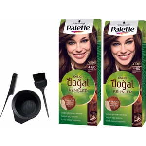 Palette Natural Saç Boyası 4.60 Acı Çikolata Kahve 50 ml x 2 Adet +Boyama Seti