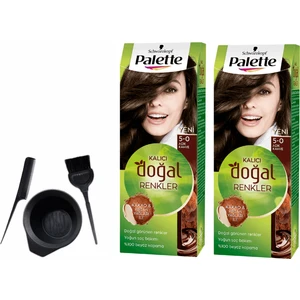 Palette Natural Saç Boyası 5.0 Açık Kahve 50 ml x 2 Adet +Boyama Seti