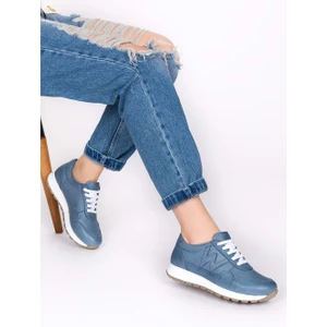 İçi Dışı Deri Anatomik Taban Spor Ayakkabı FLF.444 - Mavi - 38