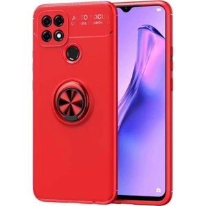 Case World Caseworld Oppo A15S Kılıf Renkli Yüzüklü Manyetik Silikon Kapak Kırmızı - Kırmızı