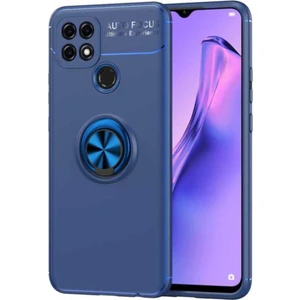 Case World Caseworld Oppo A15S Kılıf Renkli Yüzüklü Manyetik Silikon Kapak Mavi - Mavi