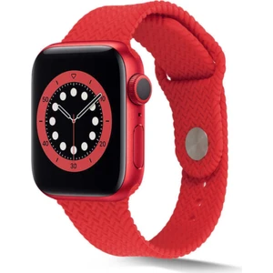 Case World Apple Watch Uyumlu 42MM Hasır Örgü Silikon Kordon - Kırmızı