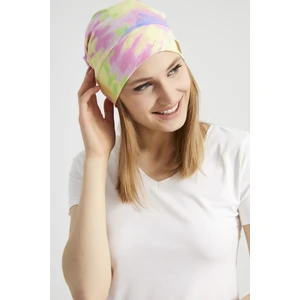 Kadın Batik,gökkuşağı Çokrenkli Ip Detaylı 4 Mevsim Şapka Bere  -Ultra Yumuşak Doğal Penye Kumaş