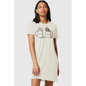 Kar Melanj Sütlü Sade Kısa Kollu Penye T-Shirt Elbise