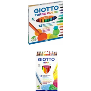 Kuru Boya 12'li + Giotto Turbo Color 12'li Keçeli Kalem 2'li Set