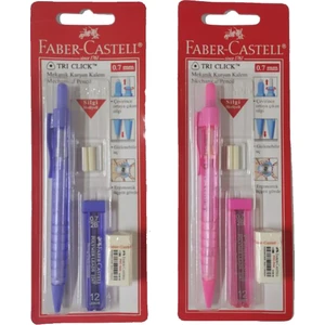Tri Click Versatil Kalem Pembe - Mor 0.7 mm + Silgili Set 2'li Set
