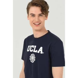 GAYLEY Koyu Lacivert Bisiklet Yaka Baskılı Erkek Tshirt