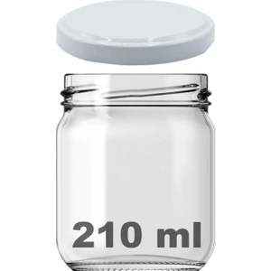 210 cc Kavanoz Metal Beyaz Konserve Kapaklı 210 ml Şeffaf Cam Kavanoz 1 Adet