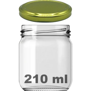 210 cc Kavanoz Metal Gold Konserve Kapaklı 210 ml Şeffaf Cam Kavanoz 1 Adet