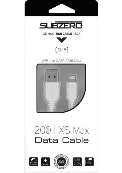 CL19 2000 Mah 2m Lıghtnıng Şarj ve Data Kablosu