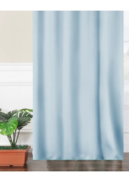 Açık Mavi Petek Kadife Dokulu Fon Perde Pilesiz Düz Dikişli Ekstrafor Büzgü 420 x 270 cm