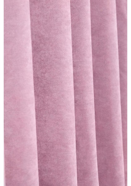 Pembe Petek Kadife Dokulu Fon Perde Pilesiz Düz Dikişli Ekstrafor Büzgü 160 x 250 cm