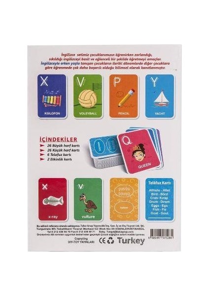 Diy Toy, Ilk Ingilizce, Ingilizce Öğreniyorum, Alfabe Zeka Kartı, Flash Cards, Eğitici Kartlar fırsatları