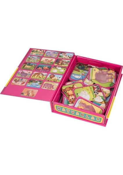 , Hayvanlar Tamamlama Kartları, 2 ve 3 Parçalı, Puzzle Seti, Zeka Kartları