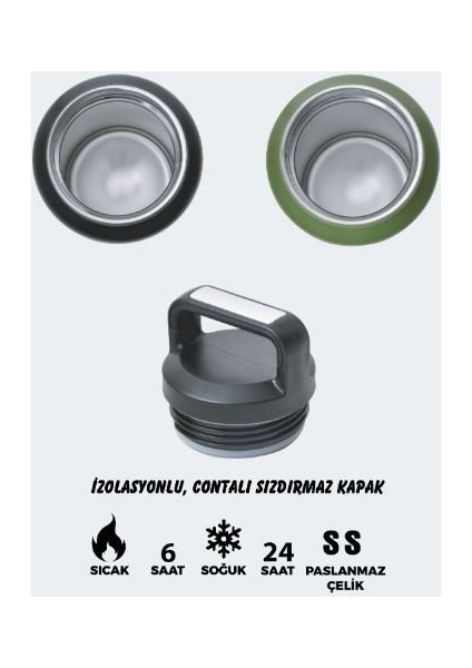 Campout Çift Katmanlı Termos Siyah 1000 ml