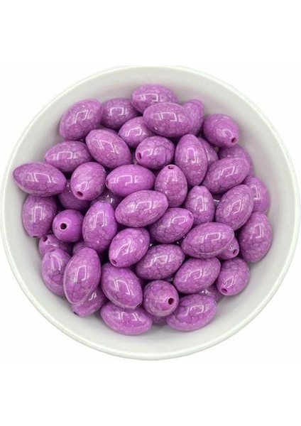 Oval Badem Model Damarlı Mor Boncuk 100 gr ~50 Adet Boncuk fiyatları
