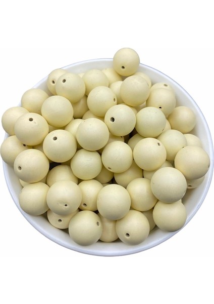 16 mm Mat Krem Renk Boncuk 100 gr ~40 Adet Boncuk