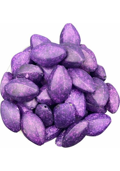 Mat Mor Büyük Badem Model Boncuk Takı ve Aksesuar Yapımı 100 Gr~20 Adet Boncuk fiyatları