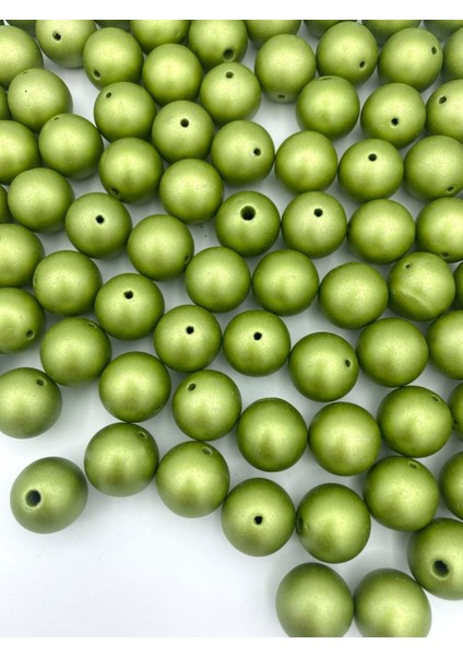 18 mm Mat Metalık Yeşil Boncuk Takı ve Aksesuar 100 gr ~28 Adet Boncuk