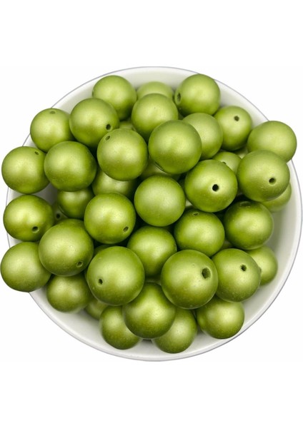 18 mm Mat Metalık Yeşil Boncuk Takı ve Aksesuar 100 gr ~28 Adet Boncuk fiyatları