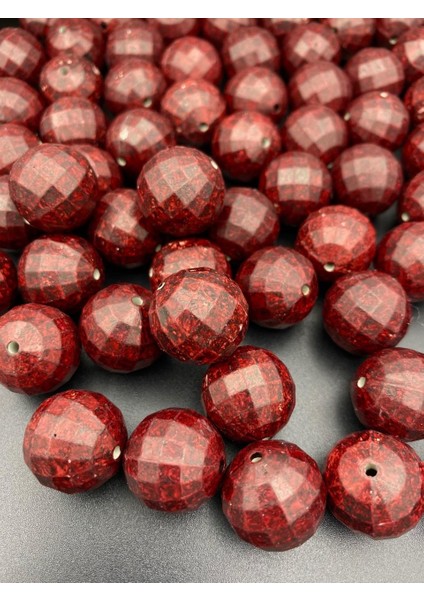 20 mm Mat Bordo Dünya Model Boncuk 100 gr ~20 Adet Boncuk