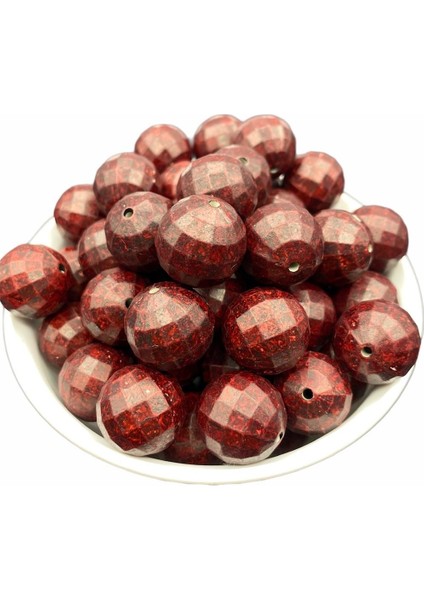 20 mm Mat Bordo Dünya Model Boncuk 100 gr ~20 Adet Boncuk modelleri