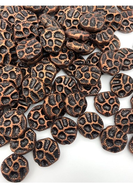 Bakır Renk Basık Leopar Model Eskitme Boncuk 100 gr ~50 Adet Boncuk fiyatları
