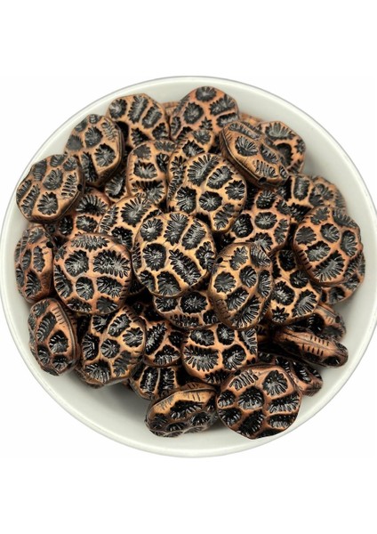 Bakır Renk Basık Leopar Model Eskitme Boncuk 100 gr ~50 Adet Boncuk modelleri