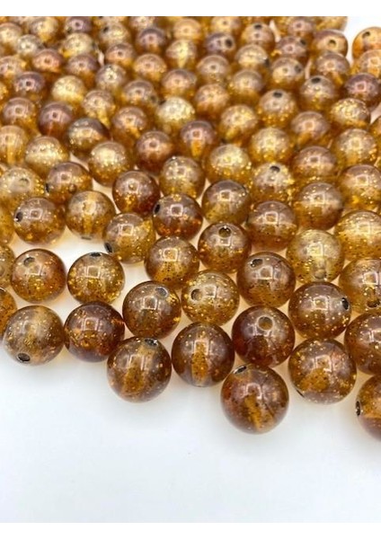 14 mm Içi Simli Kahverengi Boncuk Takı Yapımı 100 gr ~70 Adet fiyatları