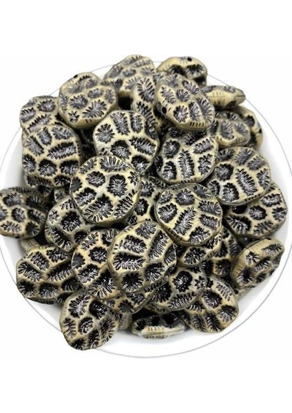 Antik Sarı Renk Basık Leopar Model Eskitme Boncuk 100 gr ~50 Adet Boncuk modelleri