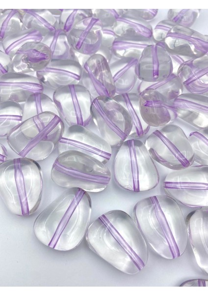 Iri Içi Lila Şeffaf Çakıl Model Akrilik Boncuk 20 Adet