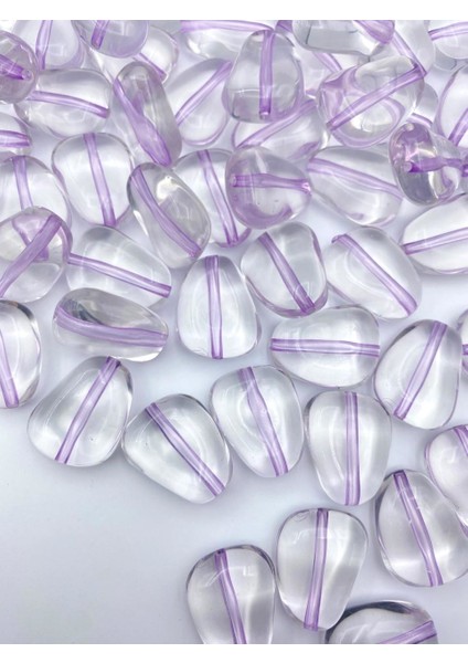 Iri Içi Lila Şeffaf Çakıl Model Akrilik Boncuk 20 Adet fiyatları