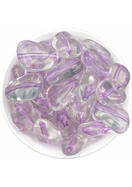 Iri Içi Lila Şeffaf Çakıl Model Akrilik Boncuk 20 Adet modelleri