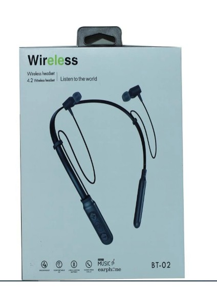 Wireless Bt 02 Sporcu Askı Aparatlı Bluetooth Kulak Içi Kulaklık Siyah